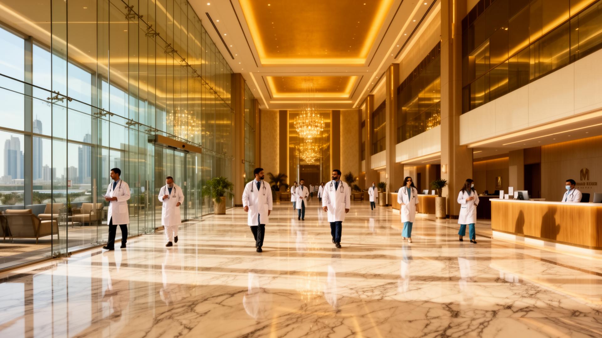 Profesionales de la salud en un hospital moderno del GCC